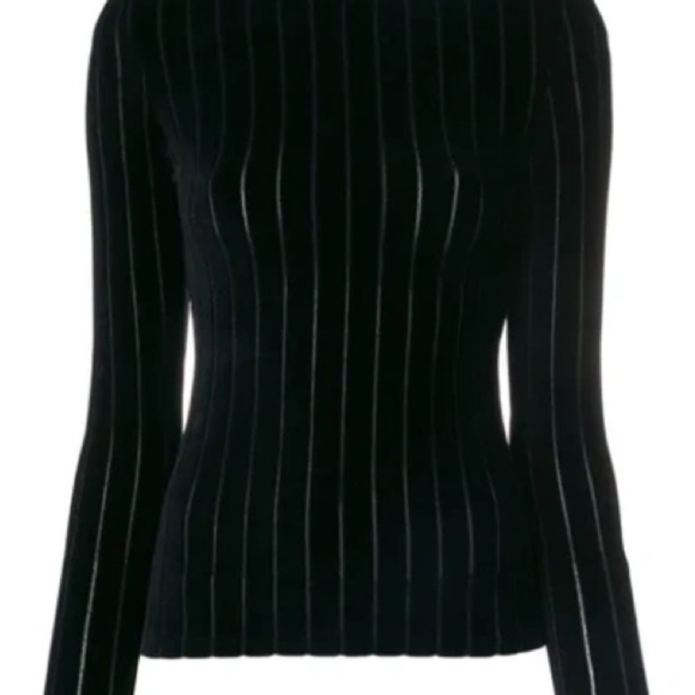 Balmain Black Velvet Sweater with Gold Accents
